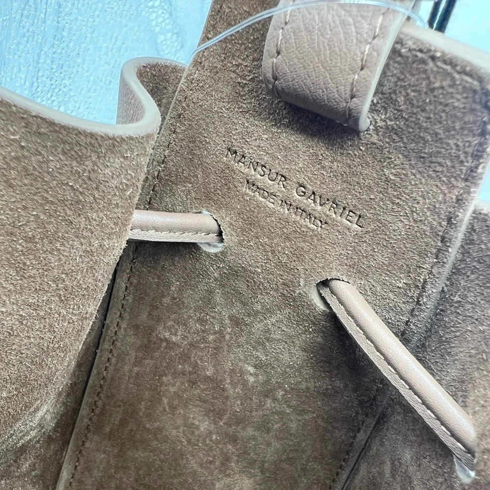 NWT MANSUR GAVRIEL Flores Biscotto Nude Leather Double Drawstring Shoulder Bag - Picture 15 of 16